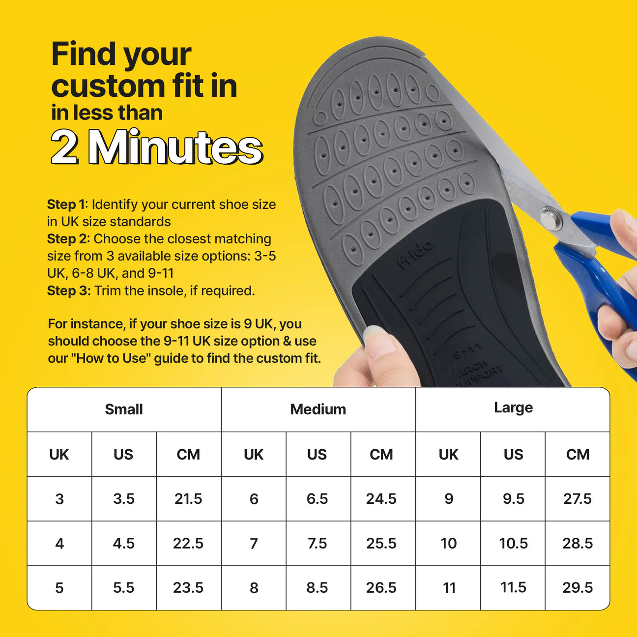 Frido Arch Support Insoles (Semi-Rigid)